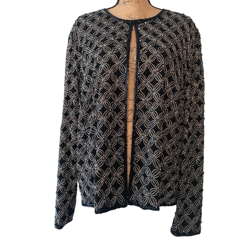 Vintage Papell Boutique Beaded Silk Jacket Size 2X